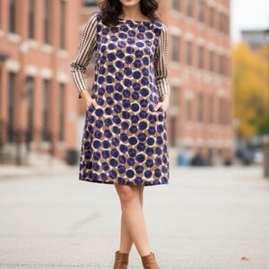 Malìparmi Italian Silk Blend Mixed Print Shift Dress - Size 42 (US 6)